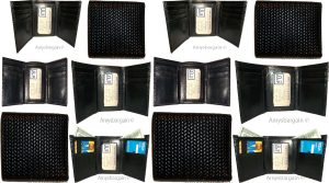 Lot of 4 Italian Style Woven Printed Leather Man's Black Trifold walletI ID new - Image 3