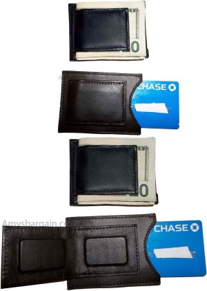 Lot of 4 Leather money Clip, Money holder, Black/Brown money clip card case bnwt