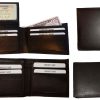 Lot of 4 Men's Brown Bifold Calfskin leather 2 Bill slot 7 card 1 ID Window new