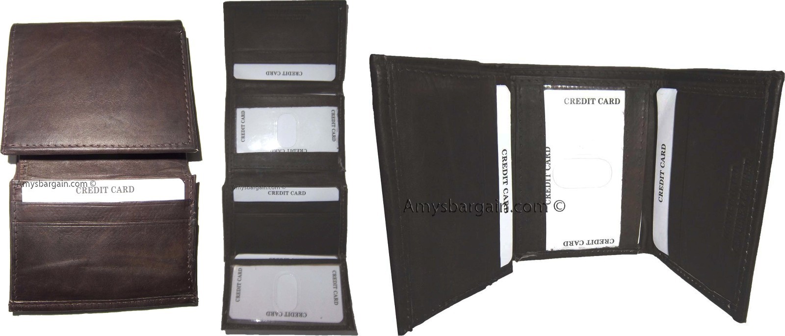 Lot of 4 Men's Genuine Leather Trifold Wallet Brown, men's billfold wallet BNWT - Image 4