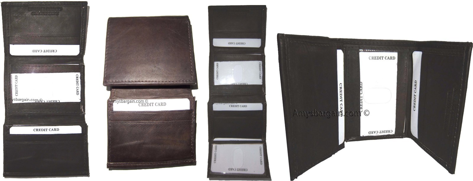 Lot of 4 Men's Genuine Leather Trifold Wallet Brown, men's billfold wallet BNWT - Image 5