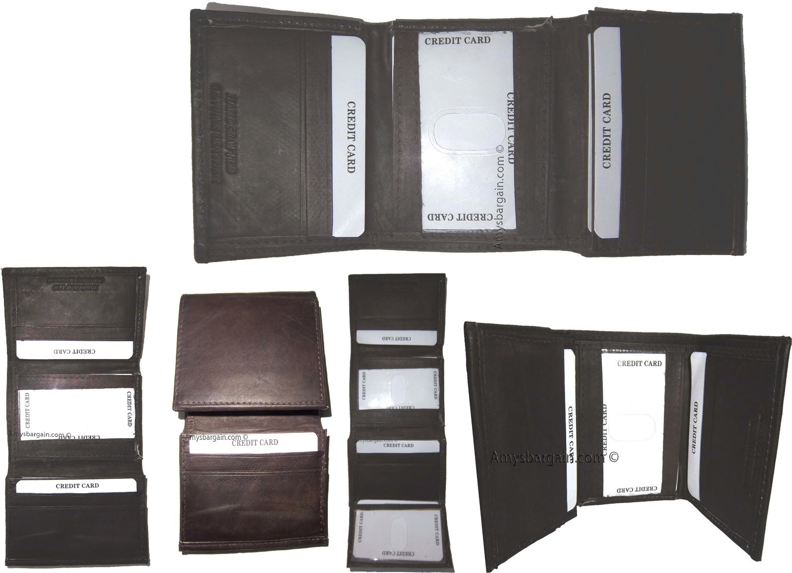 Lot of 4 Men's Genuine Leather Trifold Wallet Brown, men's billfold wallet BNWT - Image 6