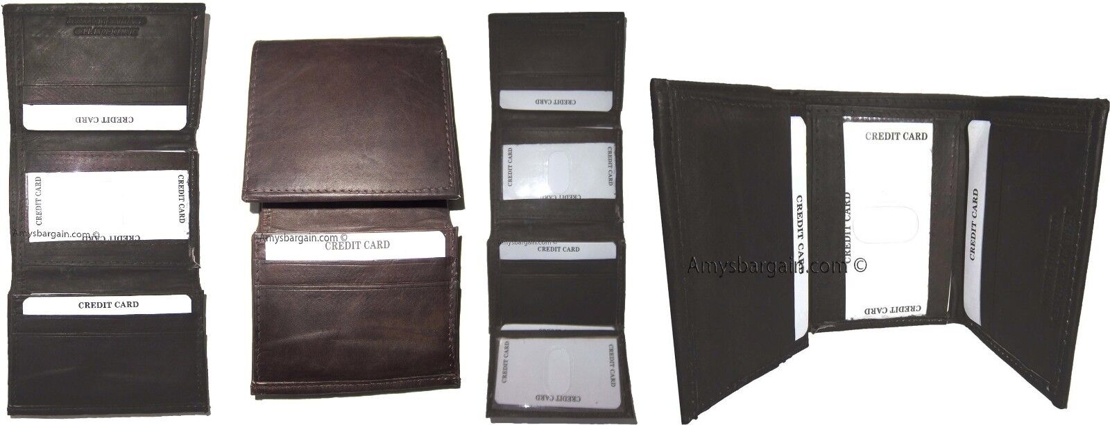 Lot of 4 Men's Genuine Leather Trifold Wallet Brown, men's billfold wallet BNWT