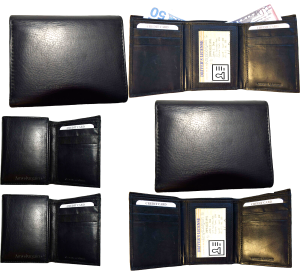 Lot of 4 New Men's black leather trifold wallet 1 ID window 6 card 2 bill slots - Image 4