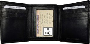 Lot of 4 New Men's black leather trifold wallet 1 ID window 6 card 2 bill slots - Image 7