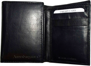 Lot of 4 New Men's black leather trifold wallet 1 ID window 6 card 2 bill slots - Image 9