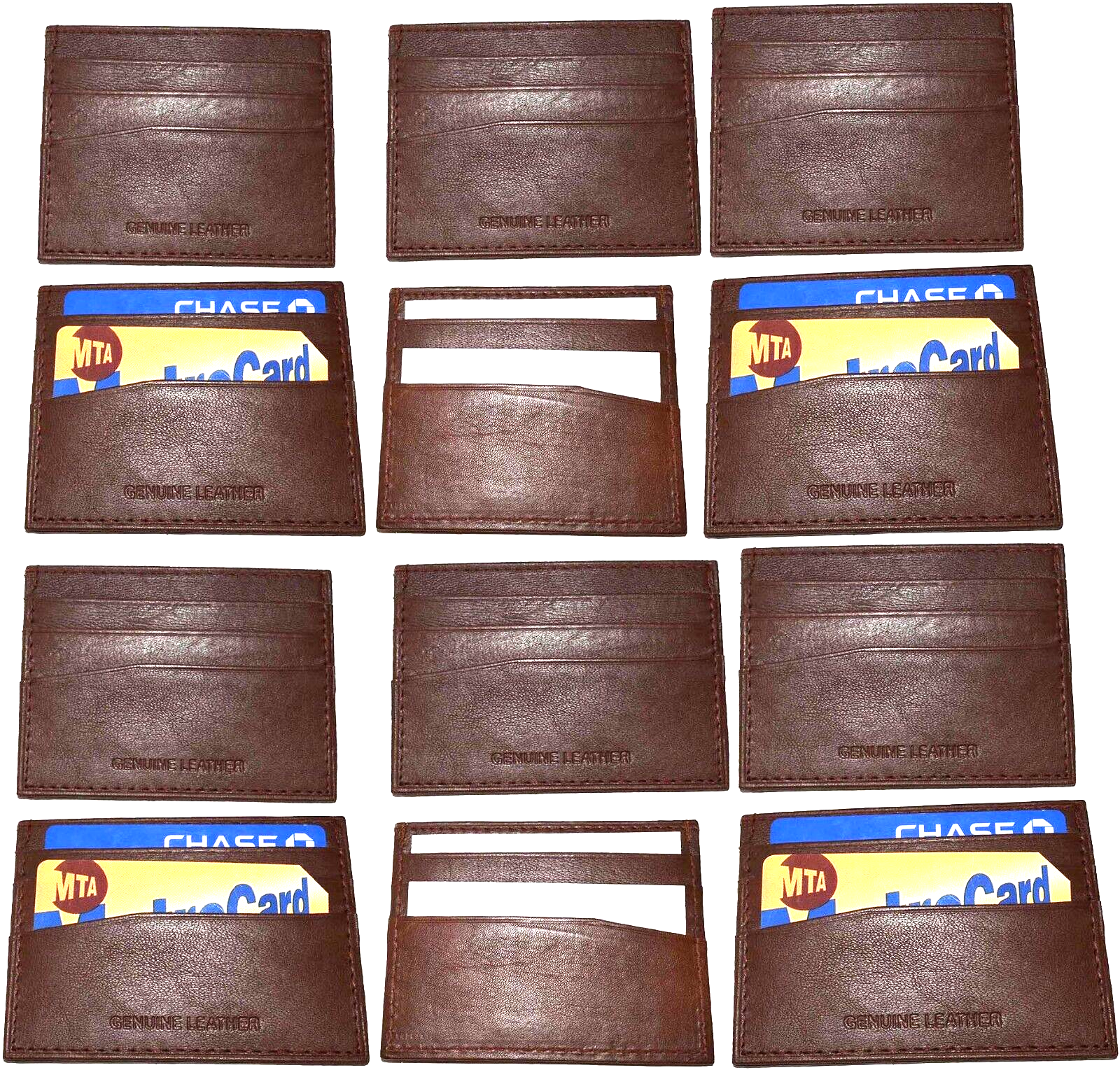 Lot of 4 new leather business card case 7 credit card ID card Tan card case - Image 6