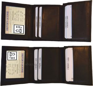 Lot of 5 Man's Trifold wallet genuine calfskin Leather 8 credit card 2 bill slot - Image 11