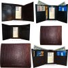 Lot of 6 Italian Style Lizard skin Printed Leather Man's Brown Trifold wallet BN