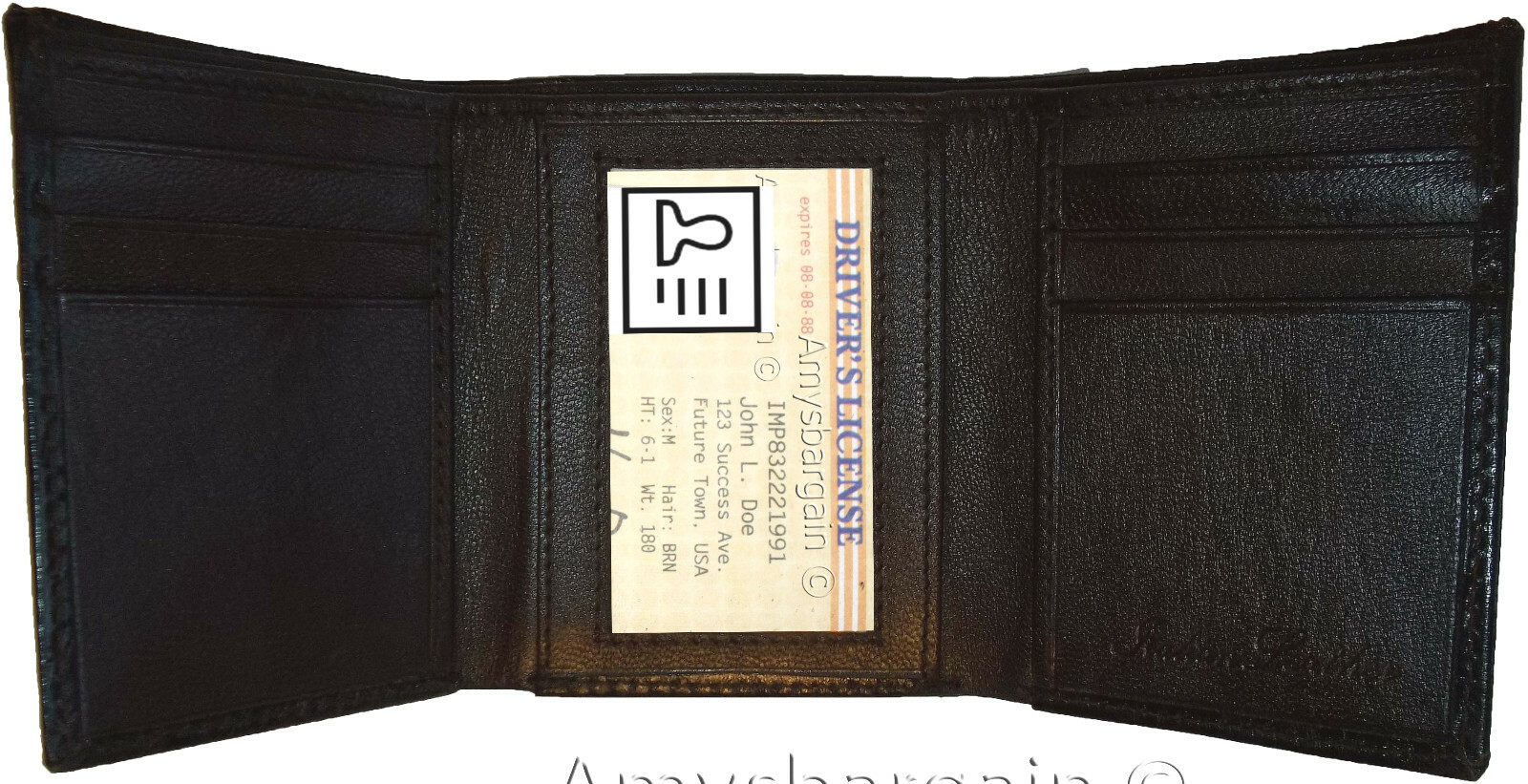 Lot of 6 Italian Style Lizard skin Printed Leather Man's Brown Trifold wallet BN - Image 9