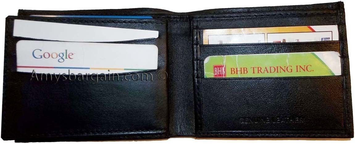 Lot of 6 Man's Wallet leather Black Bi fold wallet 12 credit cards 2 bill slots - Image 6