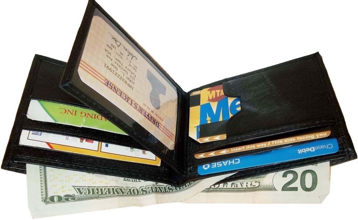 Lot of 6 Man's Wallet leather Black Bi fold wallet 12 credit cards 2 bill slots - Image 10