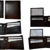 Lot of 6 Men's Bifold Leather wallet Genuine leather 3 bill slots Zip case New