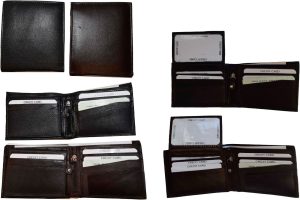 Lot of 6 Men's Bifold Leather wallet Genuine leather 3 bill slots Zip case New