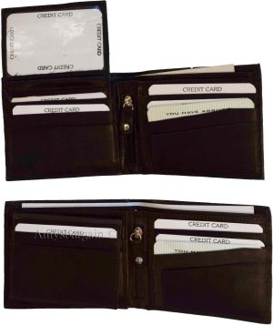 Lot of 6 Men's Bifold Leather wallet Genuine leather 3 bill slots Zip case New - Image 4