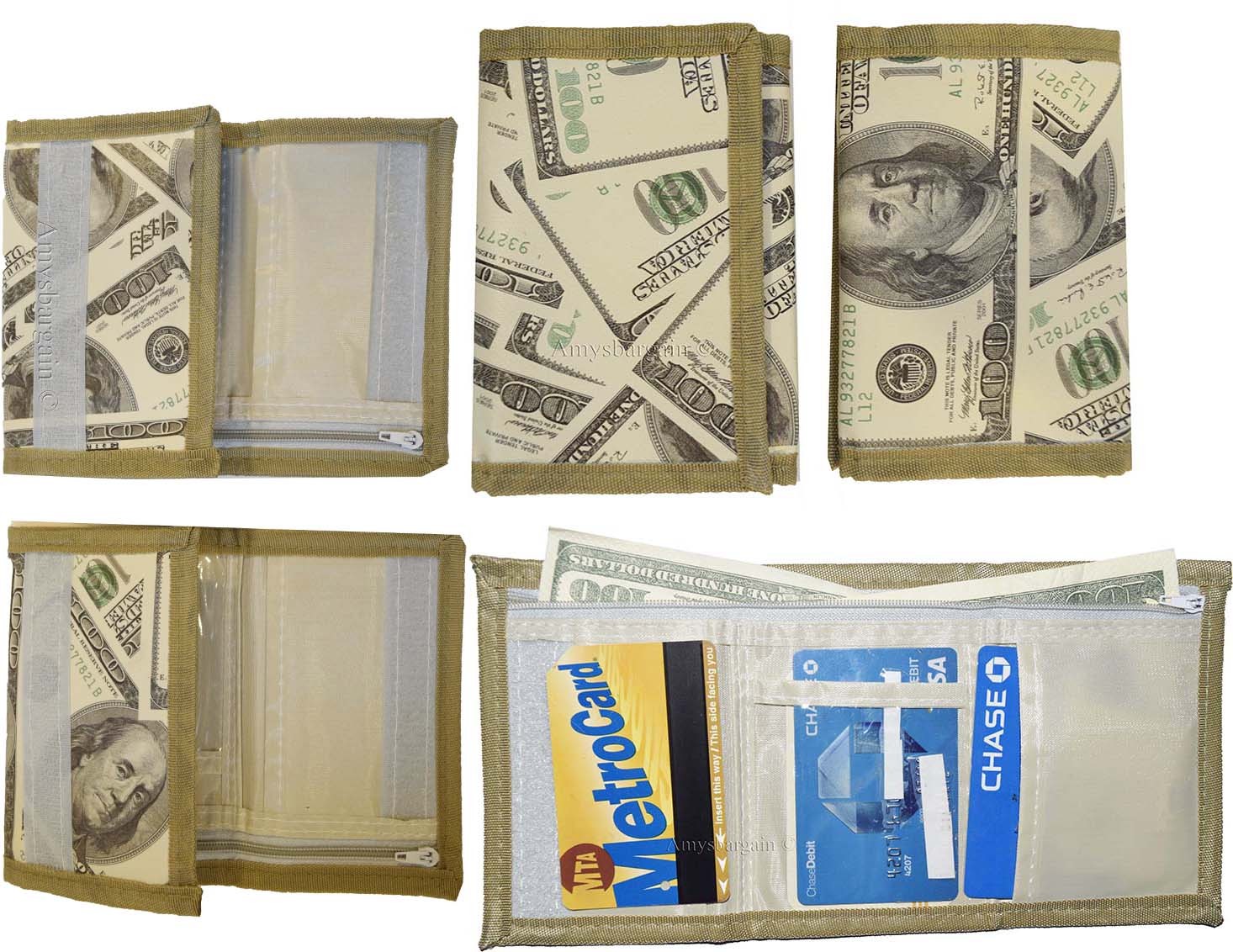 Lot of 6 men's money monogramed trifold wallet Credit card men's zip coin pocket - Image 4