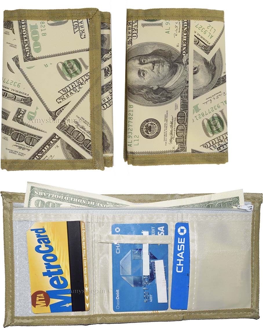 Lot of 6 men's money monogramed trifold wallet Credit card men's zip coin pocket - Image 5