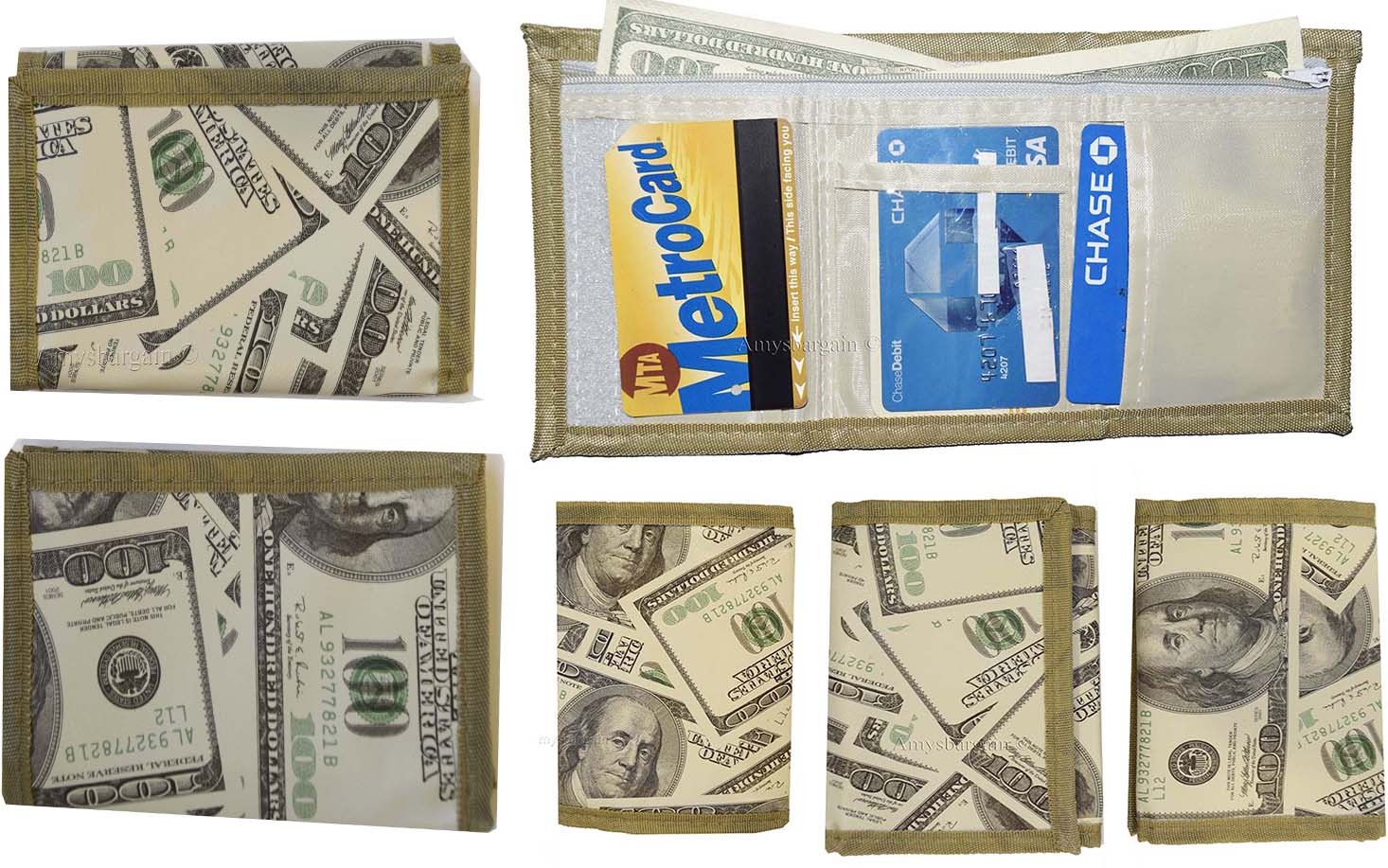 Lot of 6 men's money monogramed trifold wallet Credit card men's zip coin pocket - Image 7