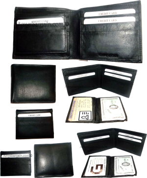 Lot of 6 men's wallet genuine leather black billfold wallet 9 credit card 2 ID - Image 3