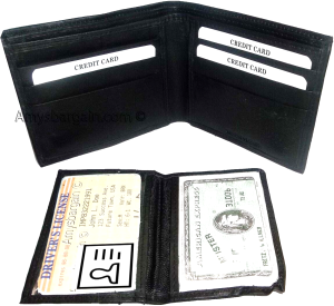 Lot of 6 men's wallet genuine leather black billfold wallet 9 credit card 2 ID - Image 6