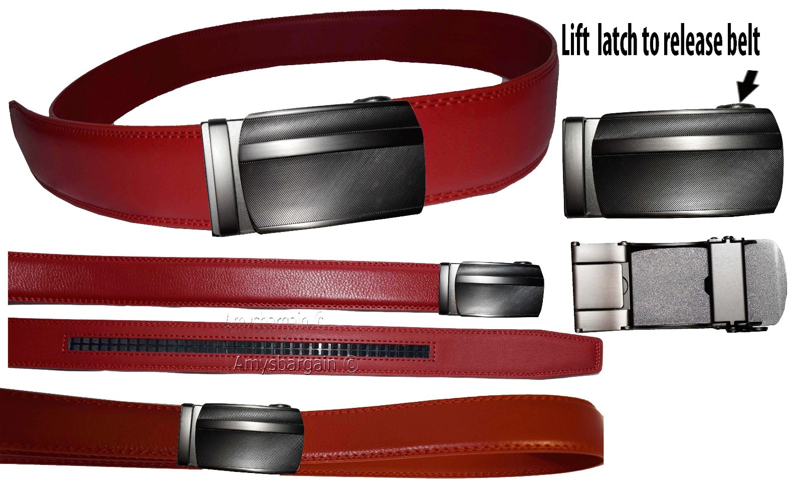 Men’s Belt 43" Real Leather Automatic lock buckle Dress Casual belt Fashion belt - Image 3