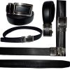 Men’s Belt Black Leather XL Automatic lock Dress / Casual belt adjustable belt