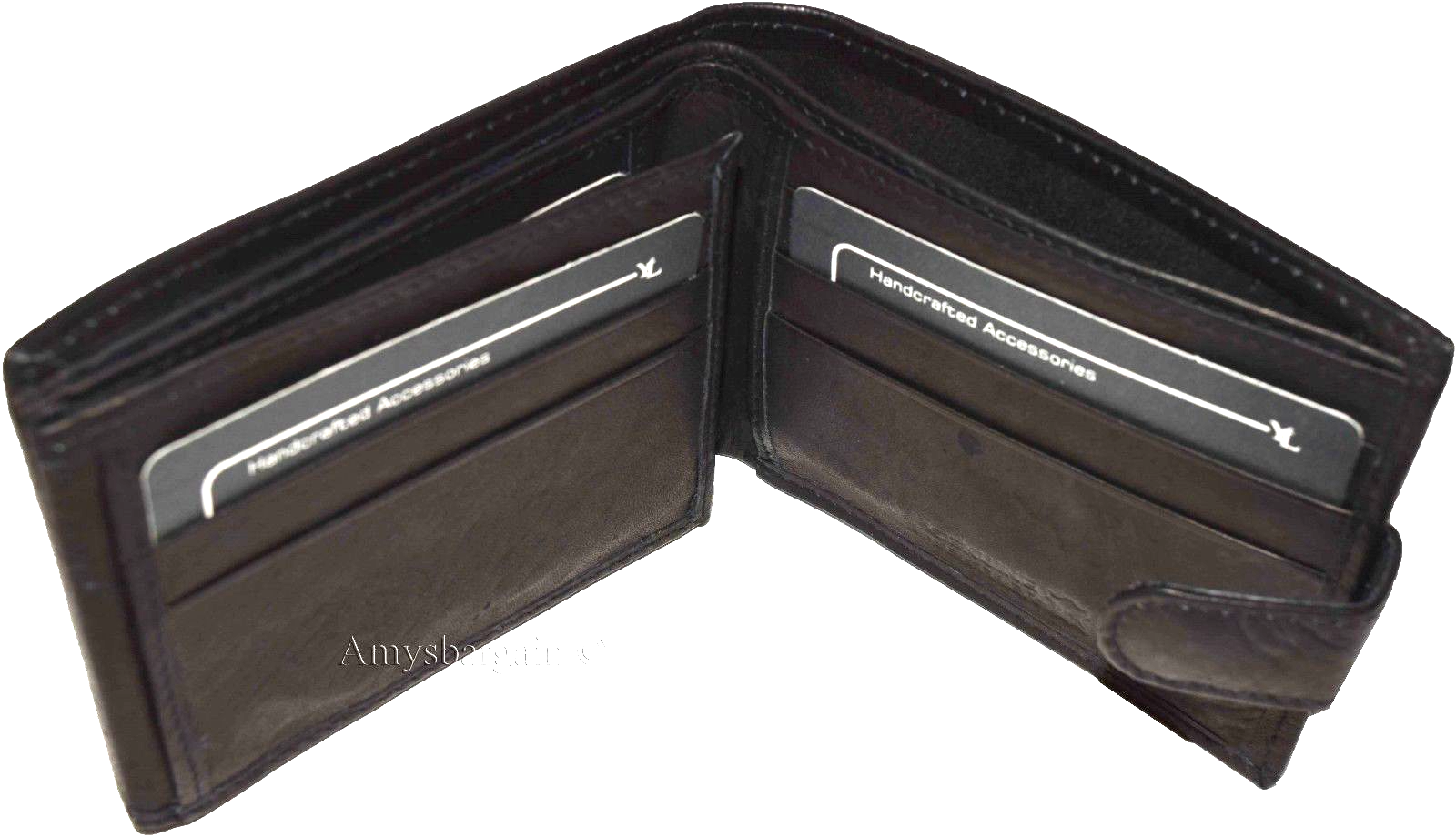 Men's Bi-fold Leather Wallet 9 Card spaces ID window Black Billfold Wallet bnwt - Image 13