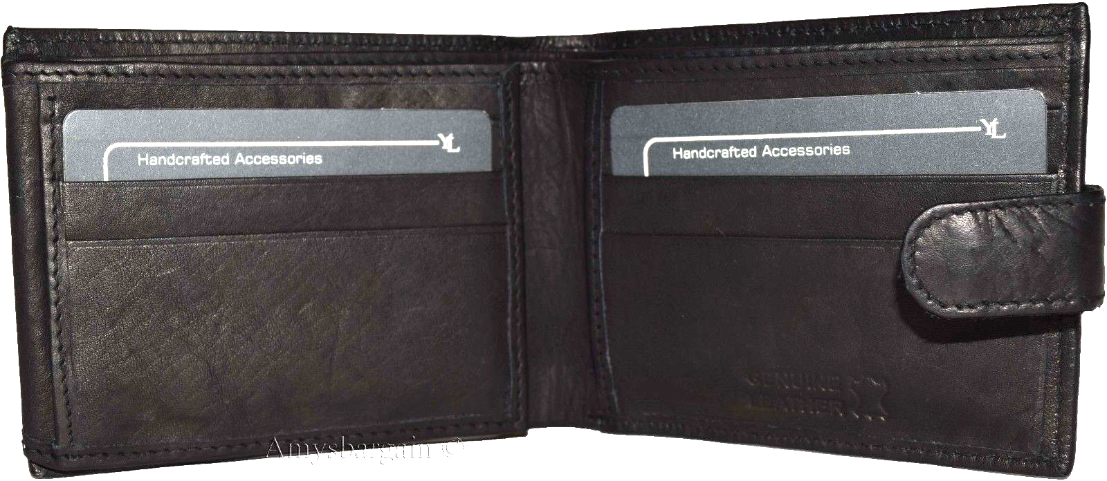 Men's Bi-fold Leather Wallet 9 Card spaces ID window Black Billfold Wallet bnwt - Image 3