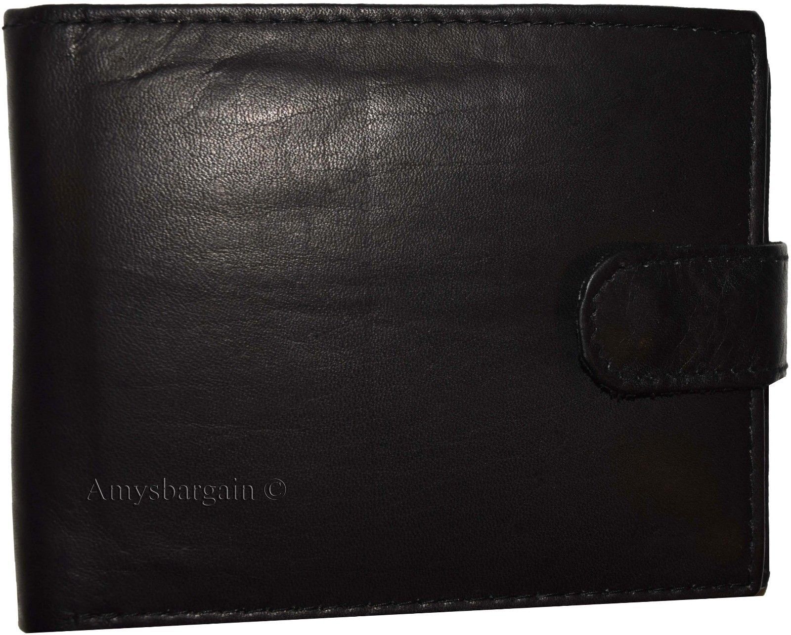 Men's Bi-fold Leather Wallet 9 Card spaces ID window Black Billfold Wallet bnwt - Image 8