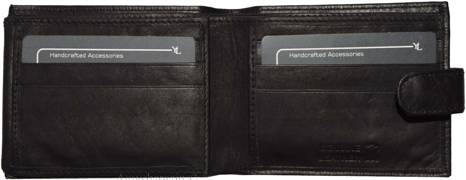 Men's Bi-fold Leather Wallet 9 Card spaces ID window Black Billfold Wallet bnwt - Image 10