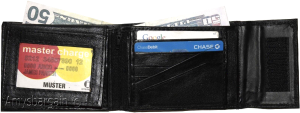 Men's Bifold Black Wallet Genuine Leather 9 Card 2 ID Zip Coin purse 2 Bill slot - Image 11