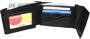Men's Bifold Black Wallet Genuine Leather 9 Card 2 ID Zip Coin purse 2 Bill slot - Image 12