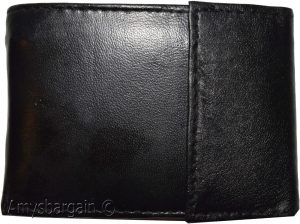 Men's Bifold Black Wallet Genuine Leather 9 Card 2 ID Zip Coin purse 2 Bill slot - Image 4