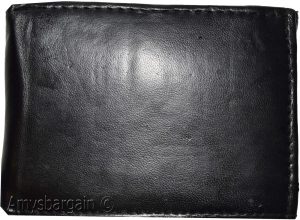 Men's Bifold Black Wallet Genuine Leather 9 Card 2 ID Zip Coin purse 2 Bill slot - Image 5