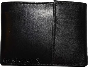 Men's Bifold Black Wallet Genuine Leather 9 Card 2 ID Zip Coin purse 2 Bill slot - Image 7