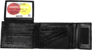 Men's Bifold Black Wallet Genuine Leather 9 Card 2 ID Zip Coin purse 2 Bill slot - Image 8