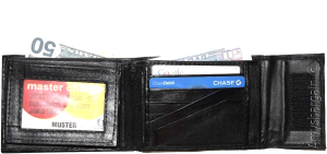 Men's Bifold Black Wallet Genuine Leather 9 Card 2 ID Zip Coin purse 2 Bill slot - Image 10