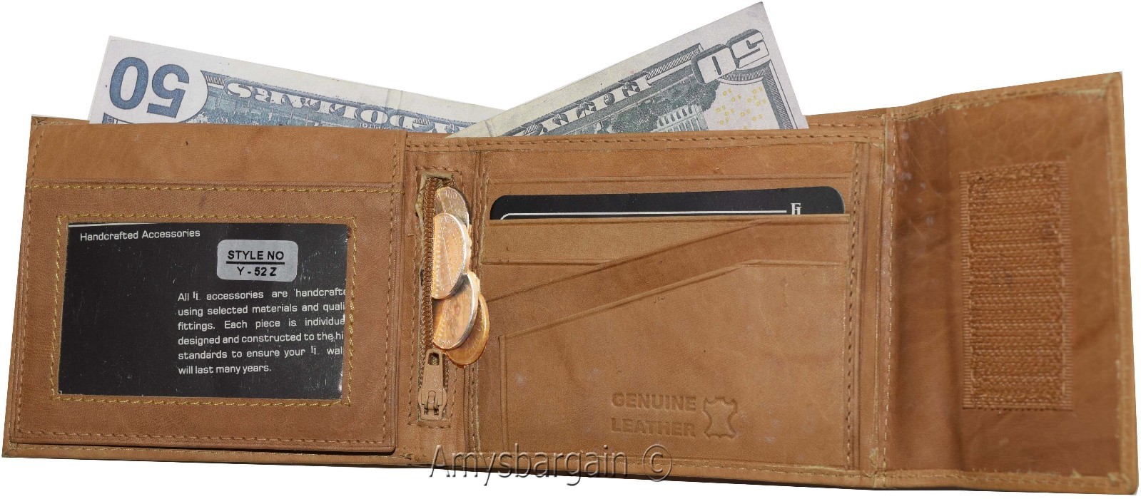 Men's Bifold Leather Wallet, Genuine Leather Secure Billfold 2 IDs Men's Wallet - Image 11