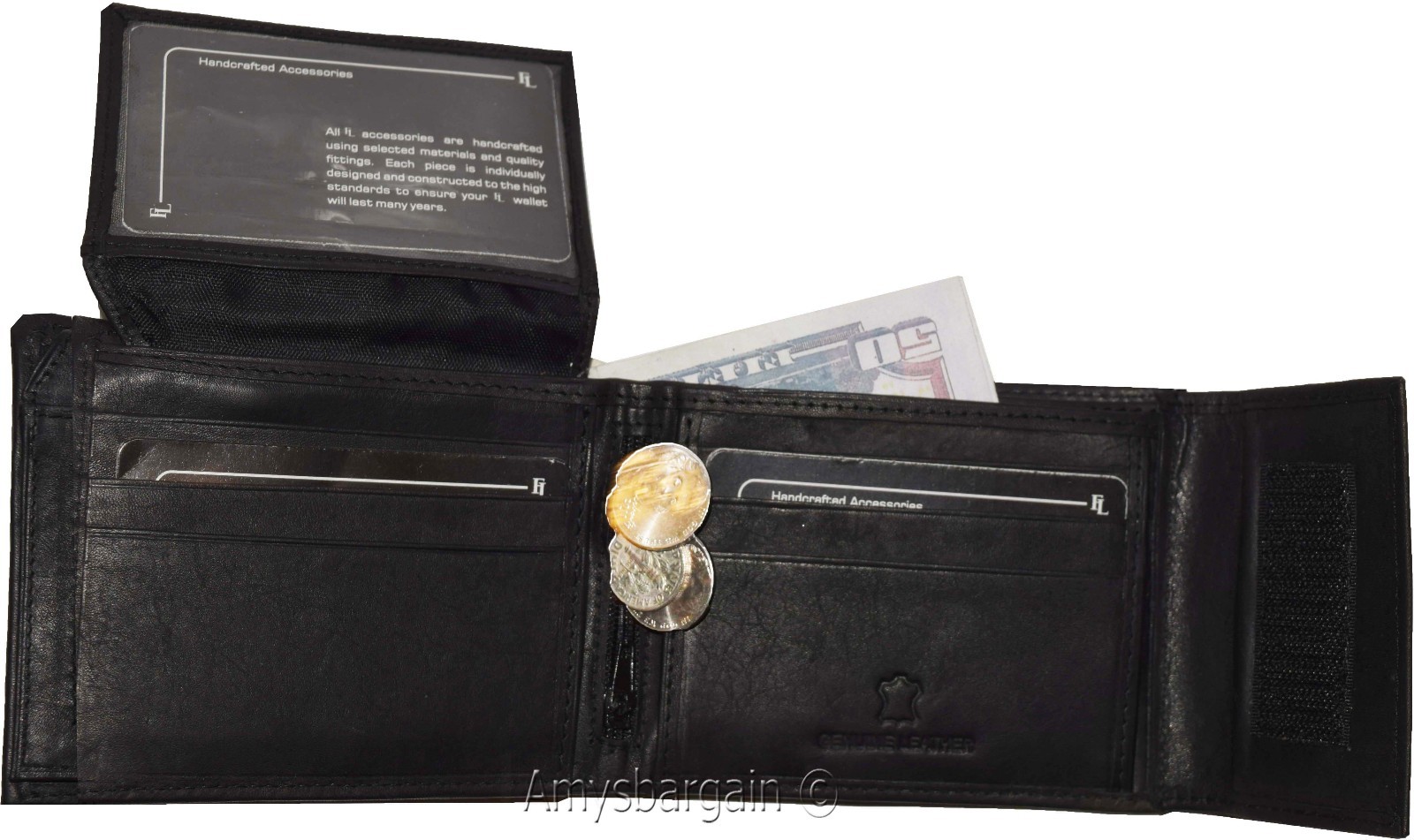 Men's Bifold Leather Wallet, Genuine Leather Secure Billfold 2 IDs Men's Wallet - Image 8