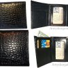 Men's Crocodile skin Printed Leather Wallet Trifold wallet ID 9 card 2 bill slot