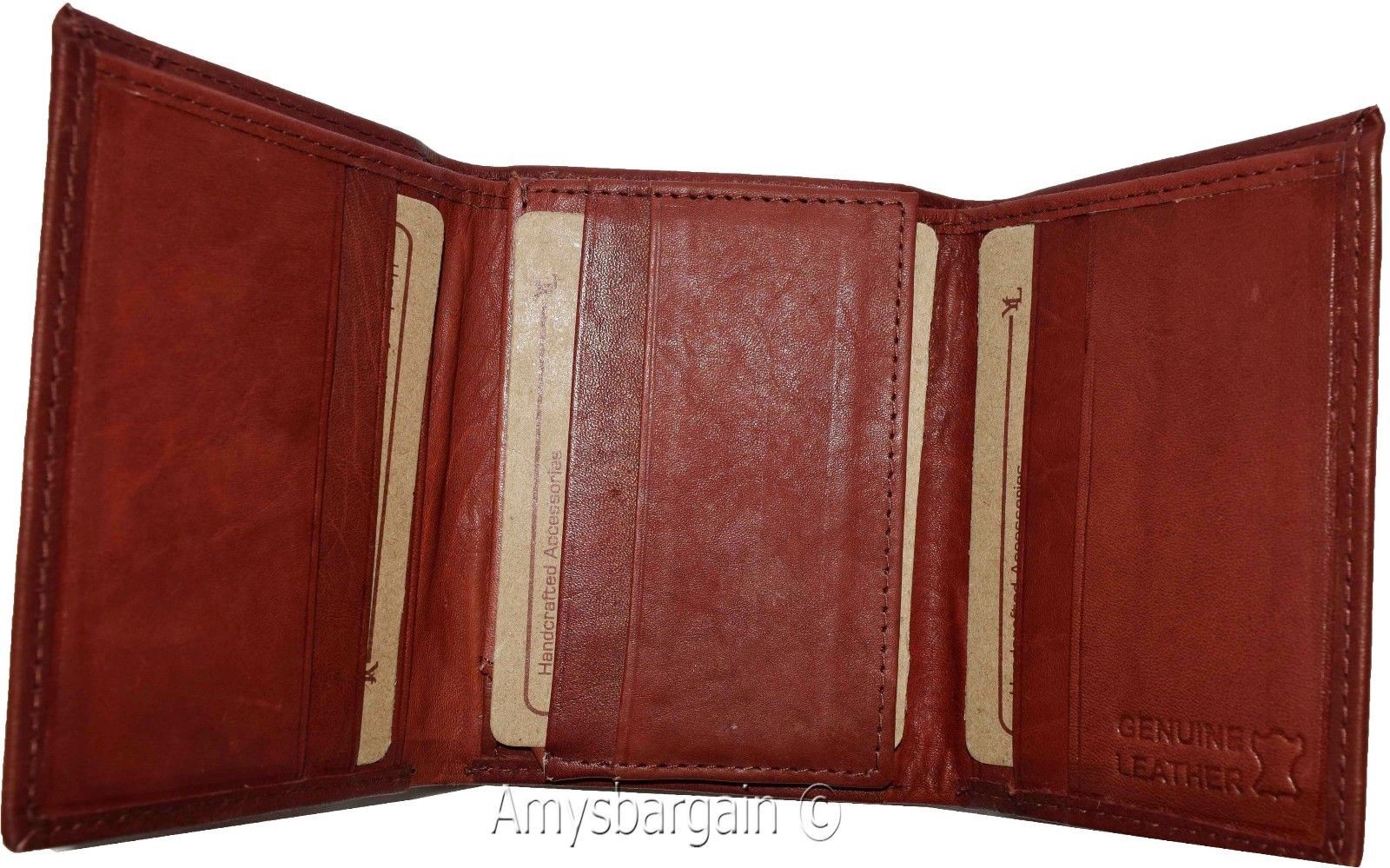 Men's Genuine Leather Tri-fold wallet 10 credit debit ATM card 2 Bill slots 1 ID - Image 4
