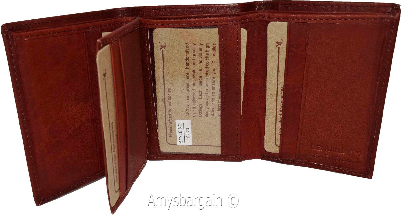 Men's Genuine Leather Tri-fold wallet 10 credit debit ATM card 2 Bill slots 1 ID - Image 8