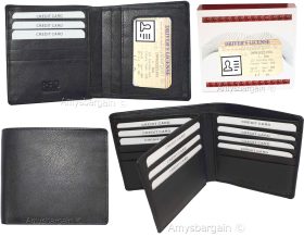 Men's Hipster Wallet RFID Blocking Leather Bifold 16 Cards. ID New wallet in Box
