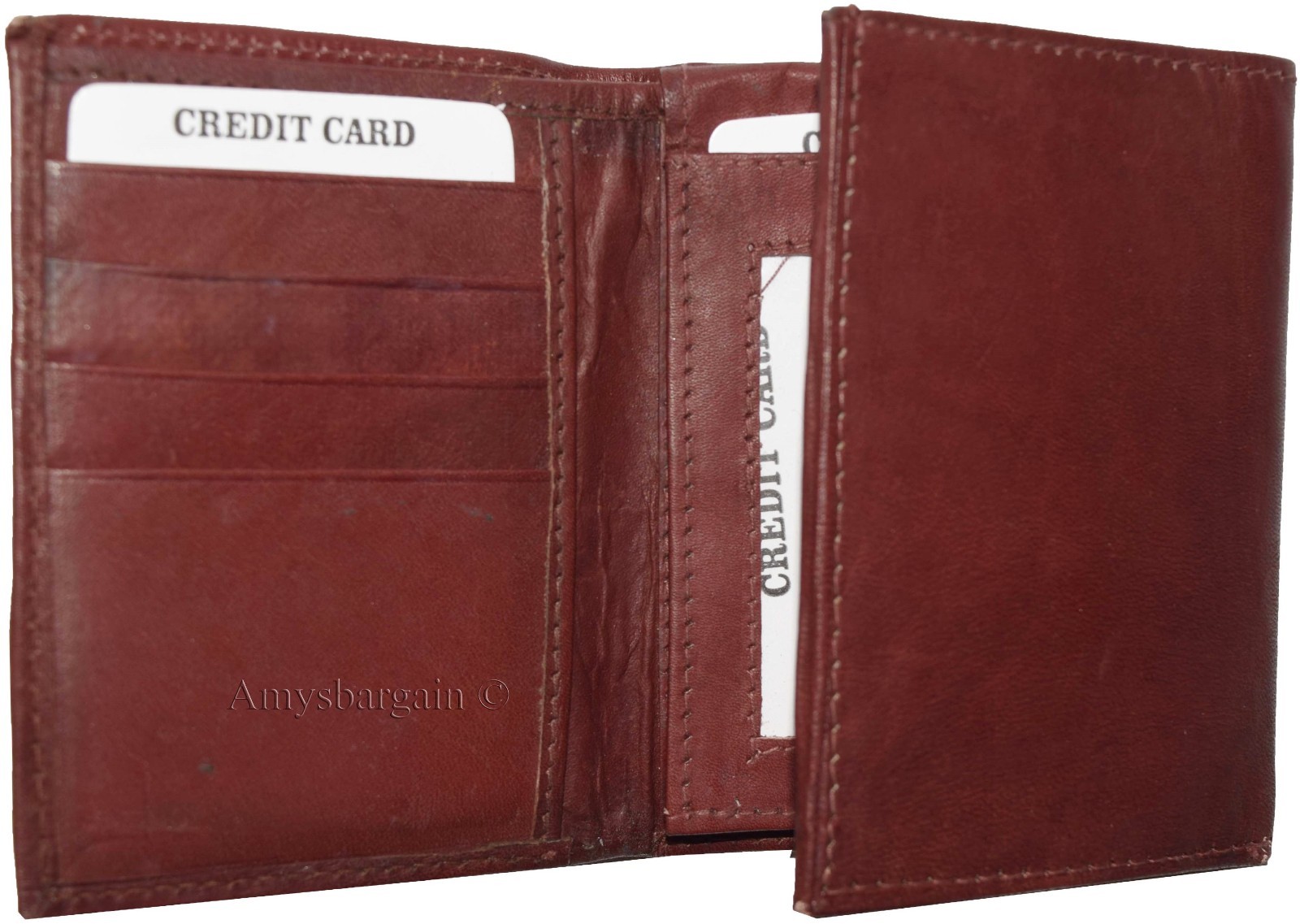 Men's Trifold Leather Wallet center piece 1 ID window 9 card 2 bill slots - Image 3