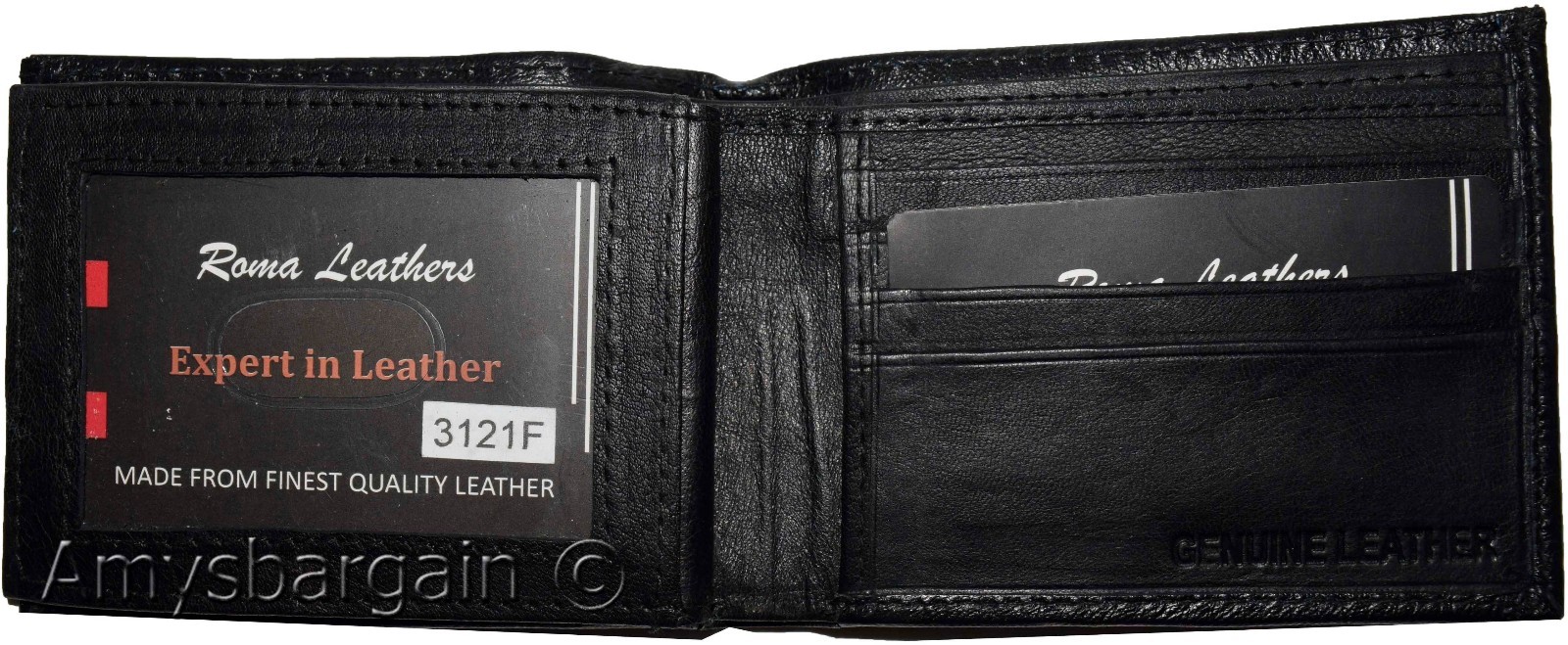 Men's Wallet. Bifold Genuine Leather Wallet,12 card, 1 ID, Black Billfold Wallet - Image 5