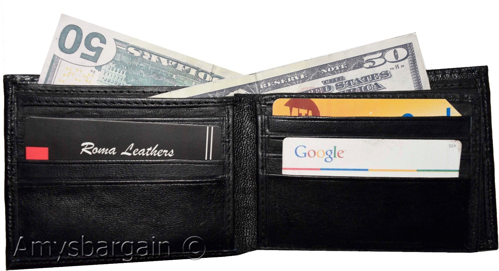 Men's Wallet. Bifold Genuine Leather Wallet,12 card, 1 ID, Black Billfold Wallet