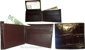 Men's Wallet Crocodile skin printed Genuine Leather Bifold wallet 2 Bill pockets