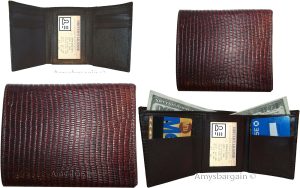 Men's Wallet Leather Trifold wallet Lizard Printed wallet ID 9 card 2 bill slots - Image 12