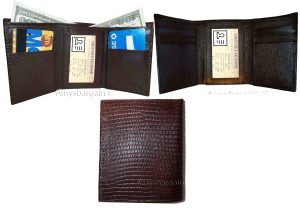 Men's Wallet Leather Trifold wallet Lizard Printed wallet ID 9 card 2 bill slots - Image 4