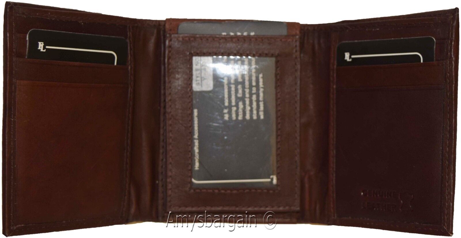 Men's Wallet,1 Center piece Trifold Men's ID 9 card 2 bill slots Trifold wallet - Image 3